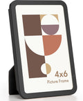 Axeman 4x6 Picture Frame-Metal Rounded Corner Frame 4x6, 4''x6''Photo Frame with Tempered Glass,Tabletop and Wall Display, One-Piece 4 By 6 Metal Picture Frame for images, Black