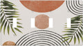 Beautiful Boho Mid Century Large Archs Sun Leaves Plants Light Switch Covers Quad Toggle Electrical Faceplate 4 Gang Wall Plate Decorative Switch Plates Cover for Bedroom Living Room Decor