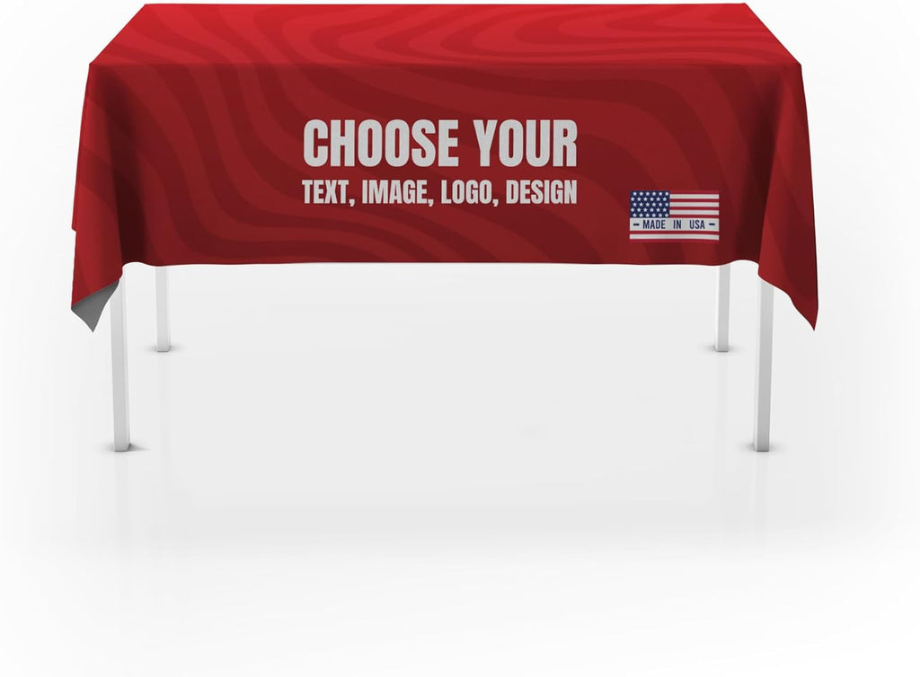 Custom Table Cloth for 4ft/5ft/6ft Table by BCB Print | Personalize with Business Logo/Image/Text | Trade Shows, Events & Weddings | HD Printed Custom Table Sign | Express Dispatch+Ship | Made in USA