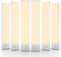 6 Pack Under Cabinet Lighting Wireless, 50 LED Rechargeable Battery Motion Sensor Light Indoor, Stick On Magnetic Closet Lights, Under Counter Lights for Kitchen, Stairs, Warm 12 in
