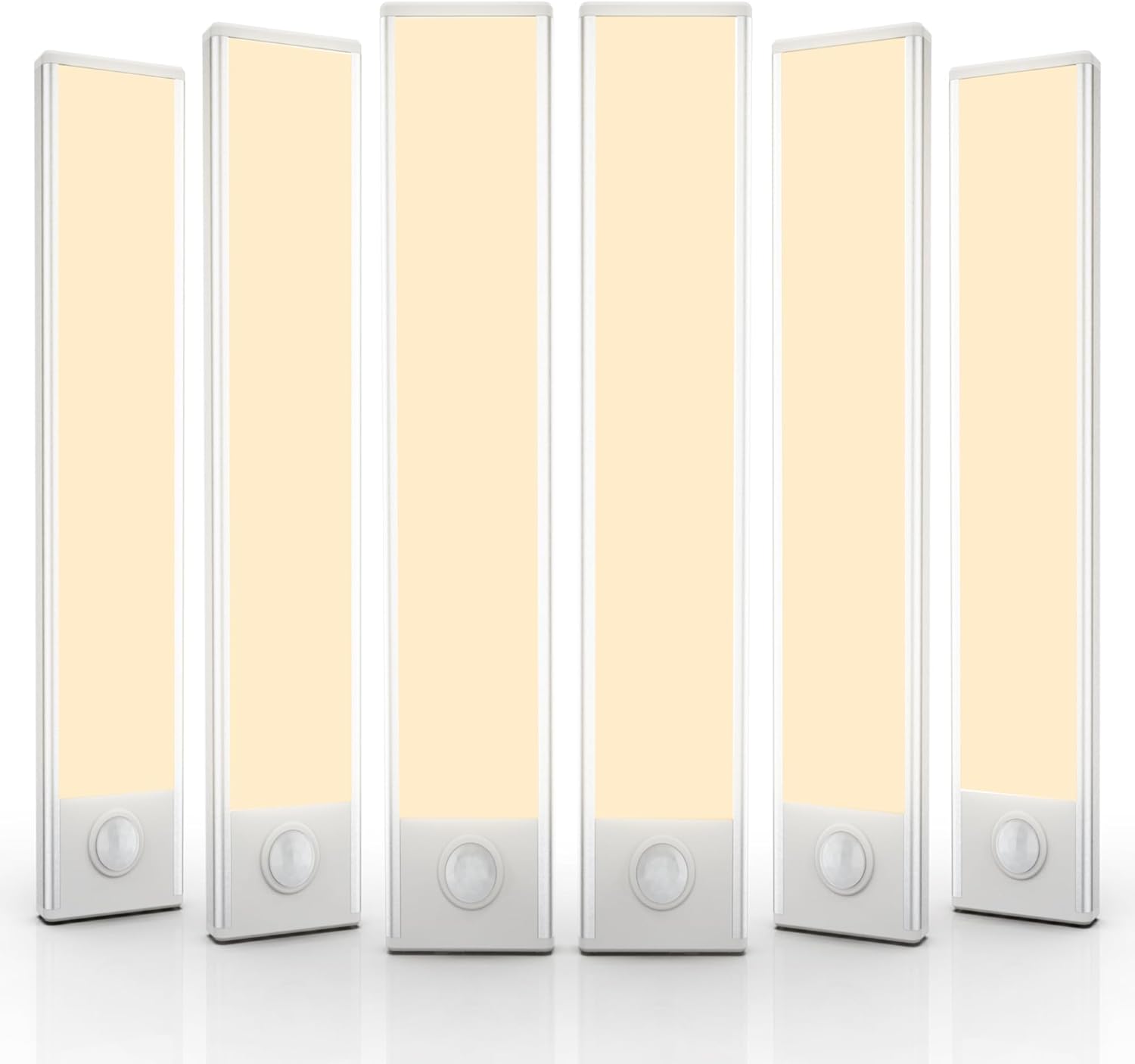 6 Pack Under Cabinet Lighting Wireless, 50 LED Rechargeable Battery Motion Sensor Light Indoor, Stick On Magnetic Closet Lights, Under Counter Lights for Kitchen, Stairs, Warm 12 in