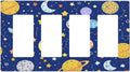 Stars Starry Night Sun Moon Planet Constellations Wallplates 4 Gang Quad Rocker Decorative Light Switch Covers Electrical GFCI Faceplate Switch Plate for Bedroom Bathroom Decor