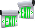 Led Edge-Lit Exit Sign ,Brushed Aluminum Housing Double-Sided Mirrored Rotating Acrylic Panel,Hardwired Emergency Exit Signs with Battery Backup, 120V-347VAC,Green Led Emergency Exit Light for Business , UL Listed,Top/Side/Wall Mount(2 Pack)