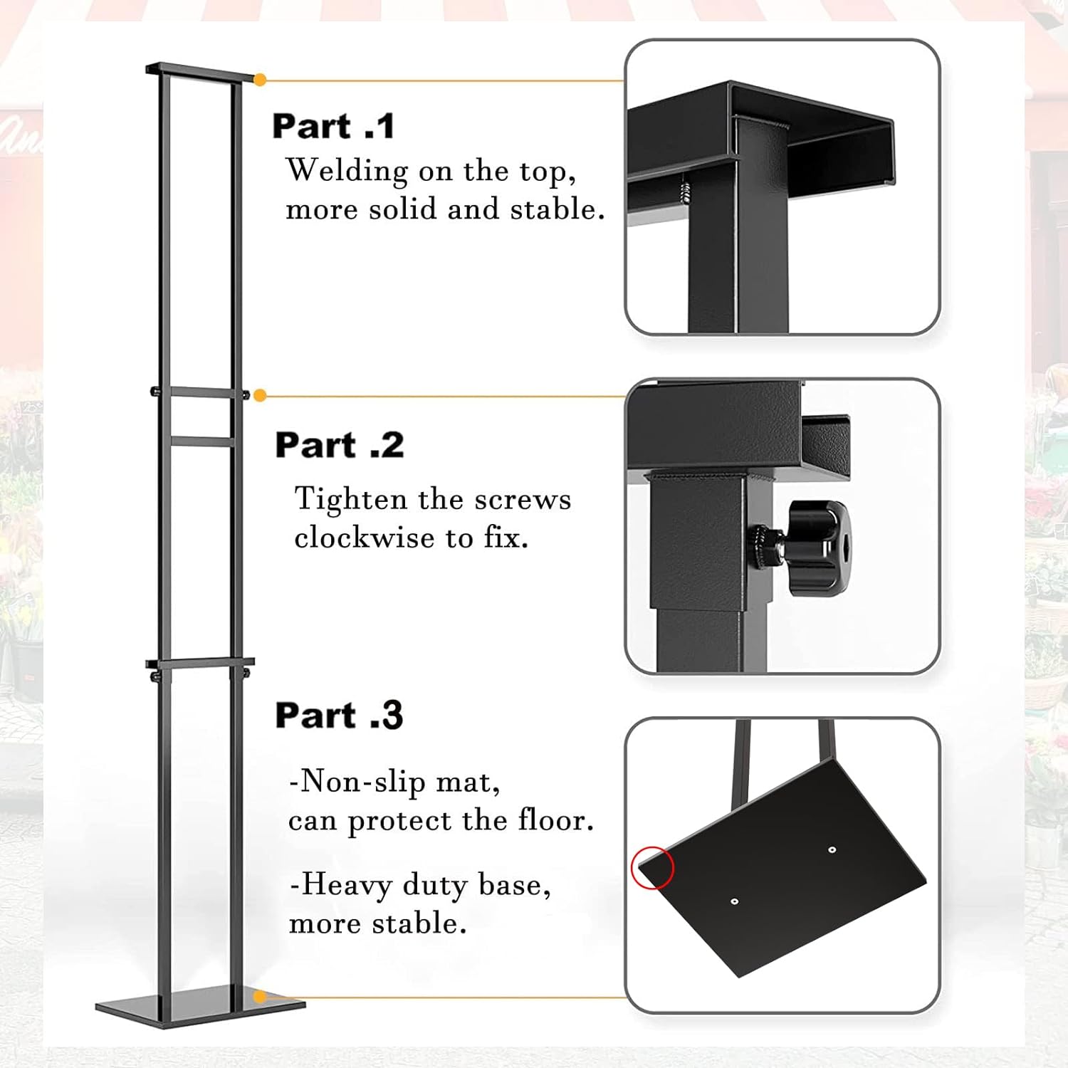 Display Stand Sign Holder,Heavy Duty Adjustable Pedestal Sign Stand Up to 75 inch,Double-Sided for Board & Foam Sign,Sign Stand with Base,Fit Wedding,Restaurant or Business(Poster not Included)
