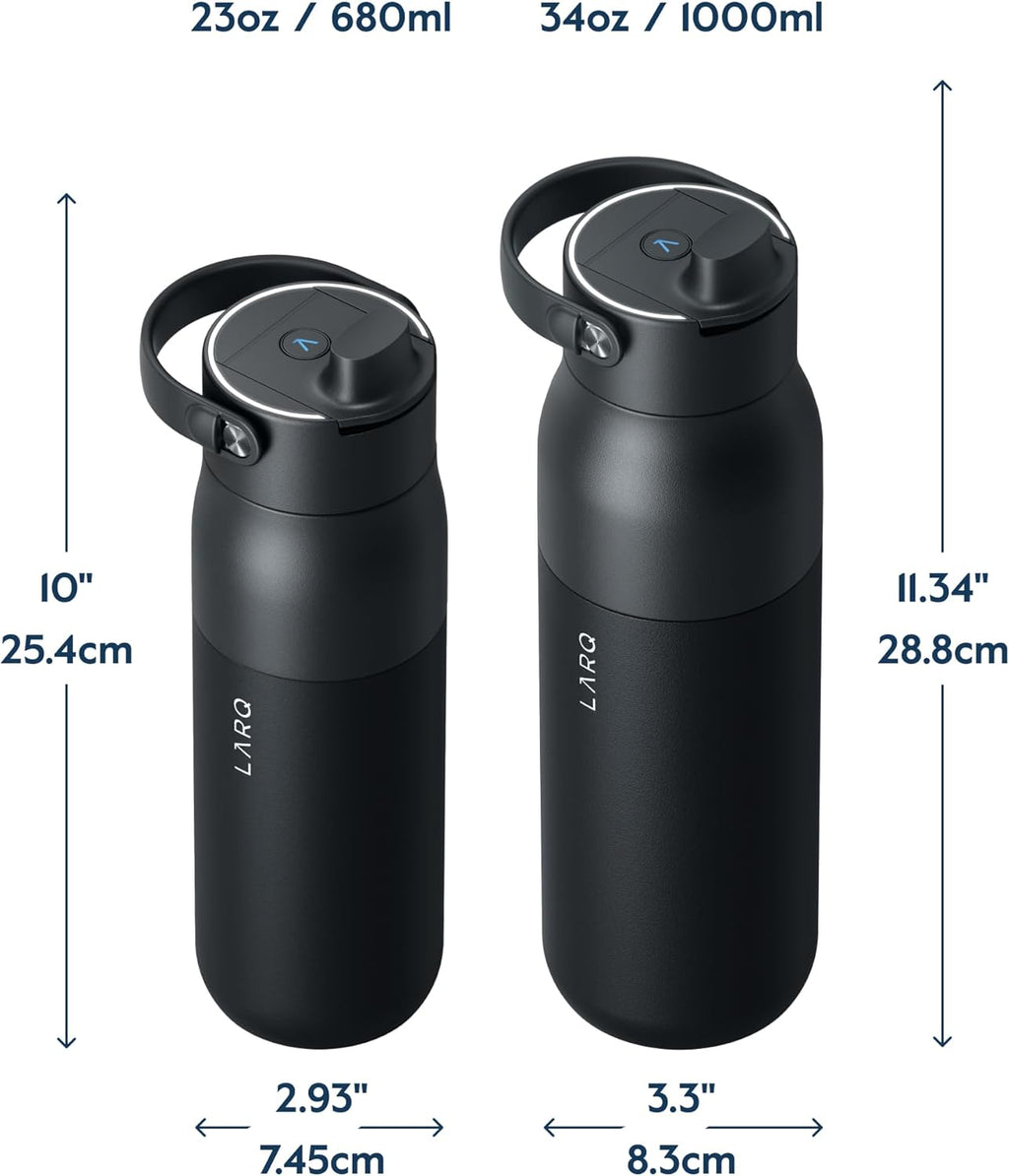 LARQ Bottle PureVis 2 - UV Water Purifier with Self-Cleaning, App Hydration Tracking, Filter Straw, Detachable Handle, Double-Wall Insulated