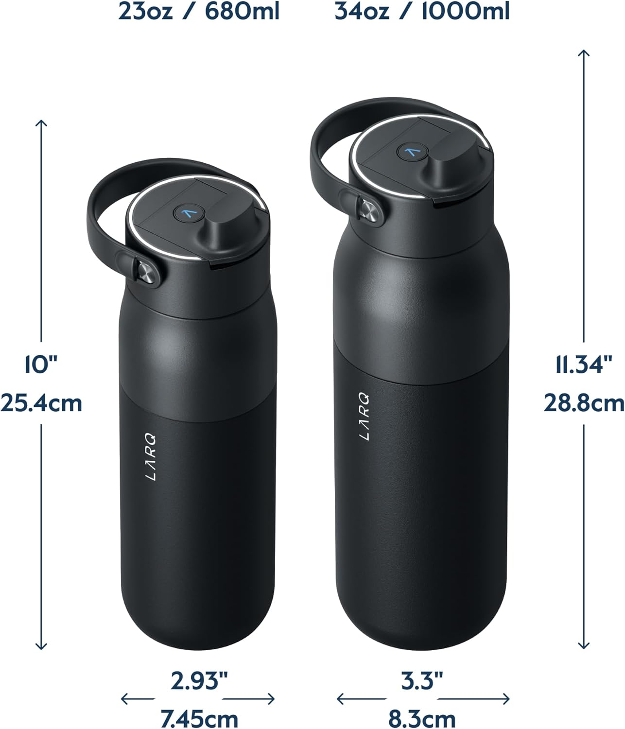 LARQ Bottle PureVis 2 - UV Water Purifier with Self-Cleaning, App Hydration Tracking, Filter Straw, Detachable Handle, Double-Wall Insulated