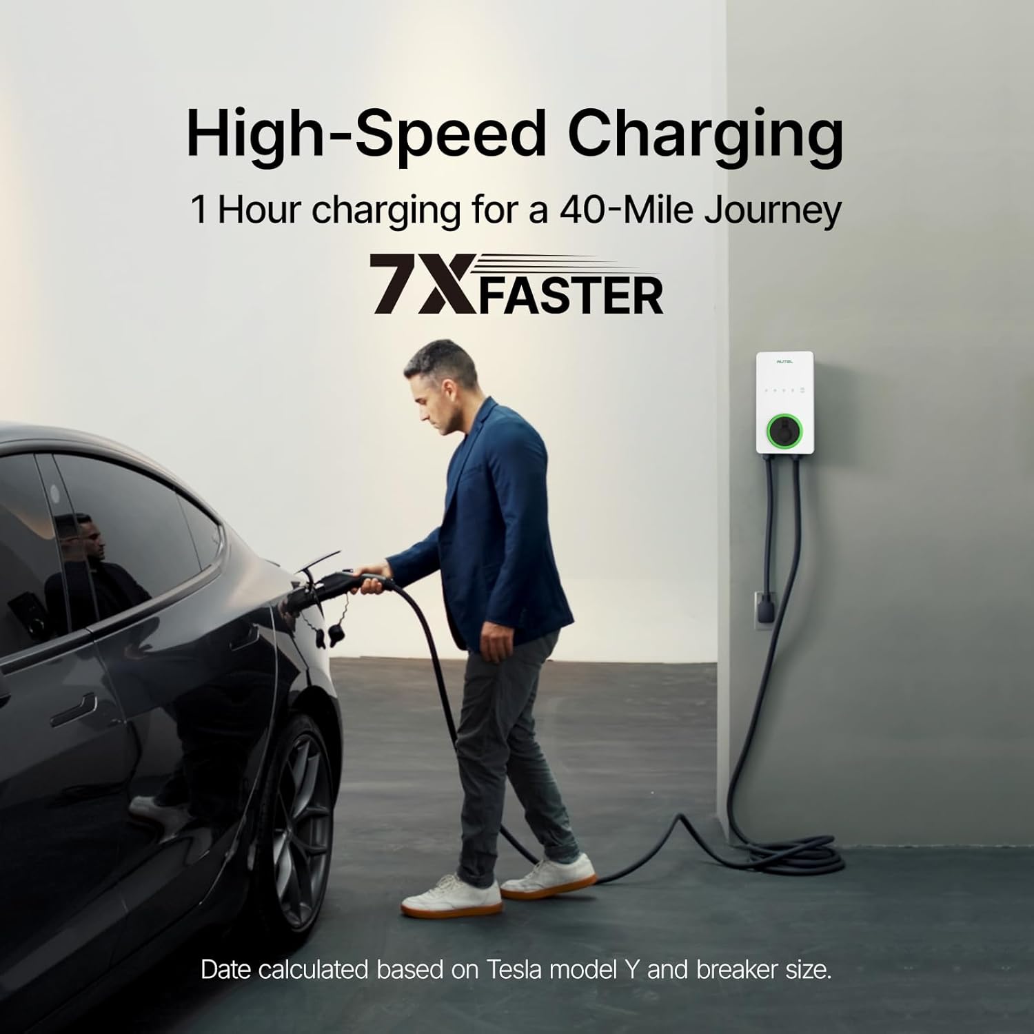 Autel MaxiCharger Level 2 EV Charger up to 40Amp, 240V, Indoor/Outdoor Fast Electric Vehicle Charging Station with Flexible 25-Foot Cable, NEMA 14-50 Plug (White)