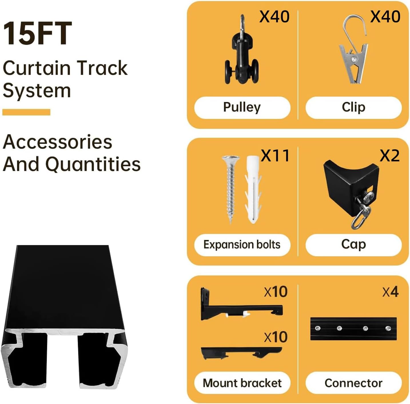 Curtain Tracks Ceiling Wall Mounted Heavy-Duty Curtains Rails Room Divider Track for Living Bedroom Shower Black 3FT To 15 FT