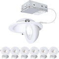 6-Inch Gimbal Recessed Light - 12W 90° Tilt & 360° Rotation, 5CCT (2700K-5000K), IC Rated LED Eyeball Recessed Lighting, for Sloped Ceilings, Soffit Light, Hallyway，Kitchens, White 6 Pack