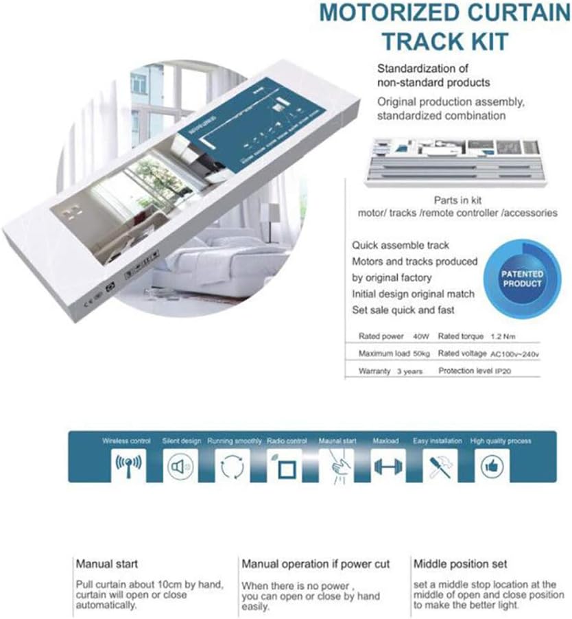OlideSmart DIY WiFi Smart Automatic Curtain Motor Track System, Automatic Curtain Motor, Blinds Tracks, Length can be Customized (White, 6.2m)