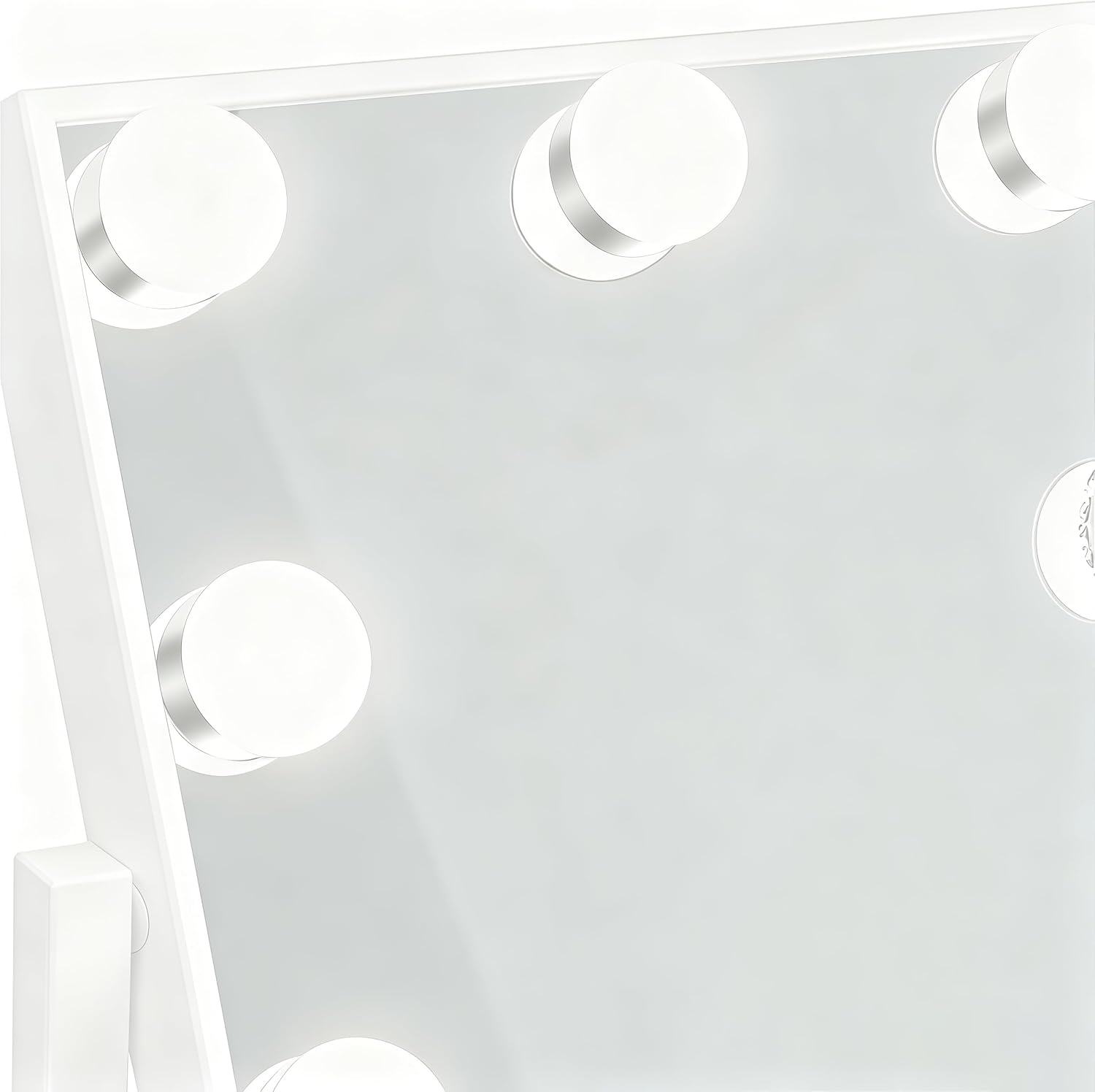 Lighted Vanity Mirror with 9 LED Lights, Detachable 10x Magnifying Mirror, 3-Color dimmable Hollywood Makeup Mirror, Smart Touch Control, Metal Frame, 360-degree Rotation, White/Black (White)