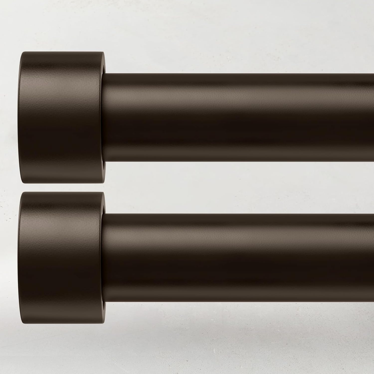 2 Pack Curtain Rods for Windows 48 to 84 Inch(4-7ft), 1 Inch Bronze Adjustable Heavy Duty Long Curtain Rod Set, Modern Style Outdoor Drapery Rods for Patio Bedroom, Size 32"- 90"