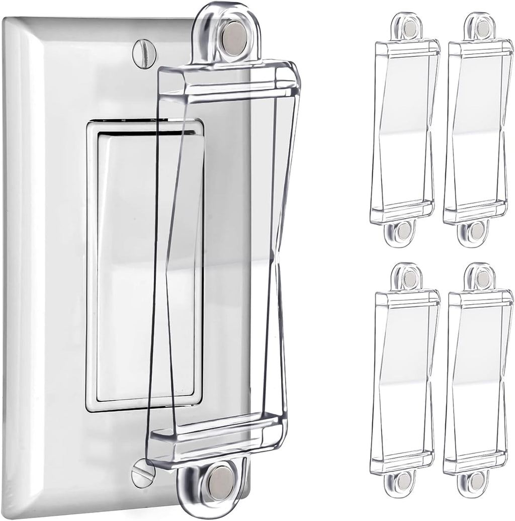 Magnetic Light Switch Guard Cover- PSZEZNZ Light Switch Outlet Covers for Flat Modern Wall Switches-Child Safety Protection(Clear,4 Piece)