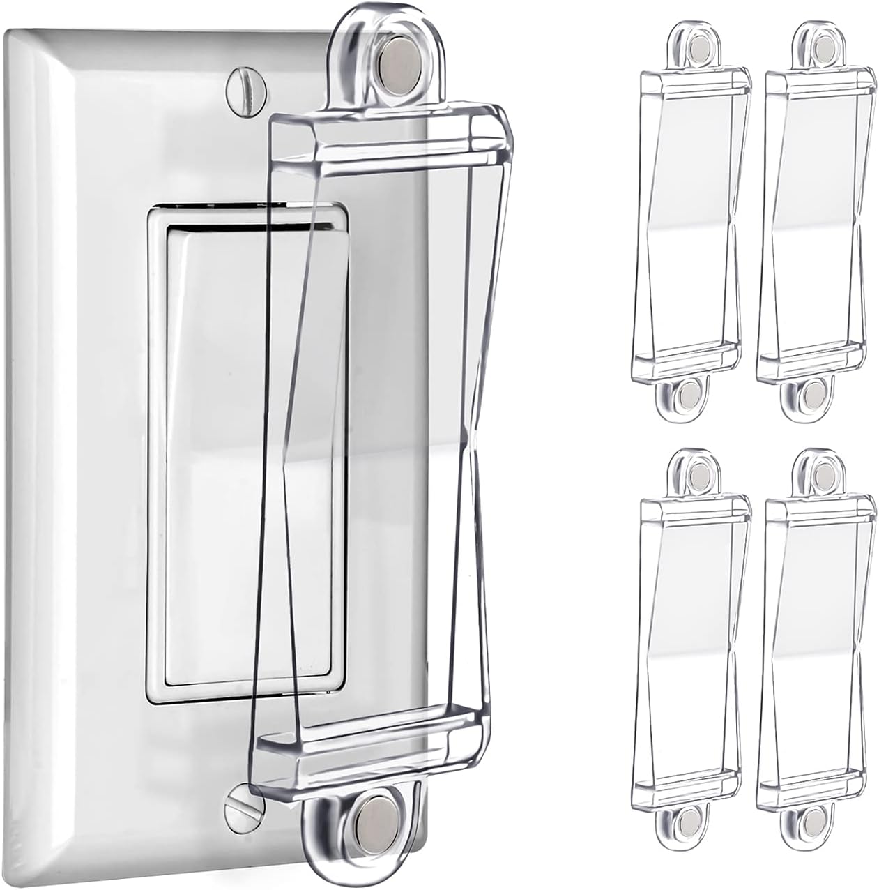 Magnetic Light Switch Guard Cover- PSZEZNZ Light Switch Outlet Covers for Flat Modern Wall Switches-Child Safety Protection(Clear,4 Piece)