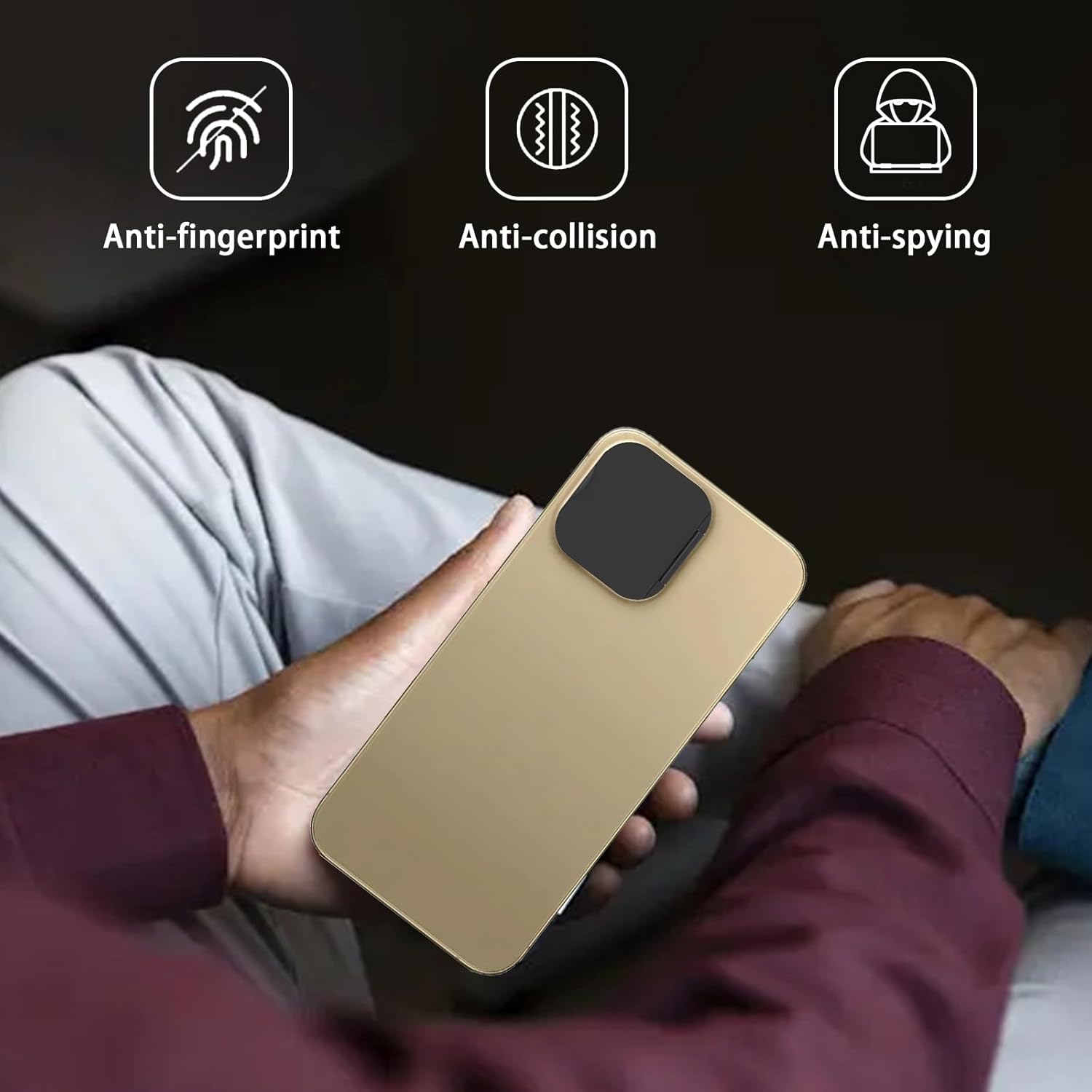 Front Camera Cover Compatible for iPhone 16Pro /16 Pro Max with Rear Lens Cover,Protect Privacy and Security But Not Affect Facial Recognition(2Pack)-2025 Updated Version