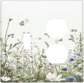 Colorful Wildflowers Daisy Plant Butterfly Floral Wallplates 1 Toggle 1 Duplex Switch Plate Electrical GFCI Faceplate Decorative Light Switch Covers for Bed Room Living Room Decor