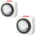 Timers for Electrical Outlets Indoor, 24-Hour Dual Outlet Timer, Christmas Tree Timer Indoor, 3 Prong Light Timers Indoor, Daily Cycle, 125V 15A, ETL Listed, 2-Pack