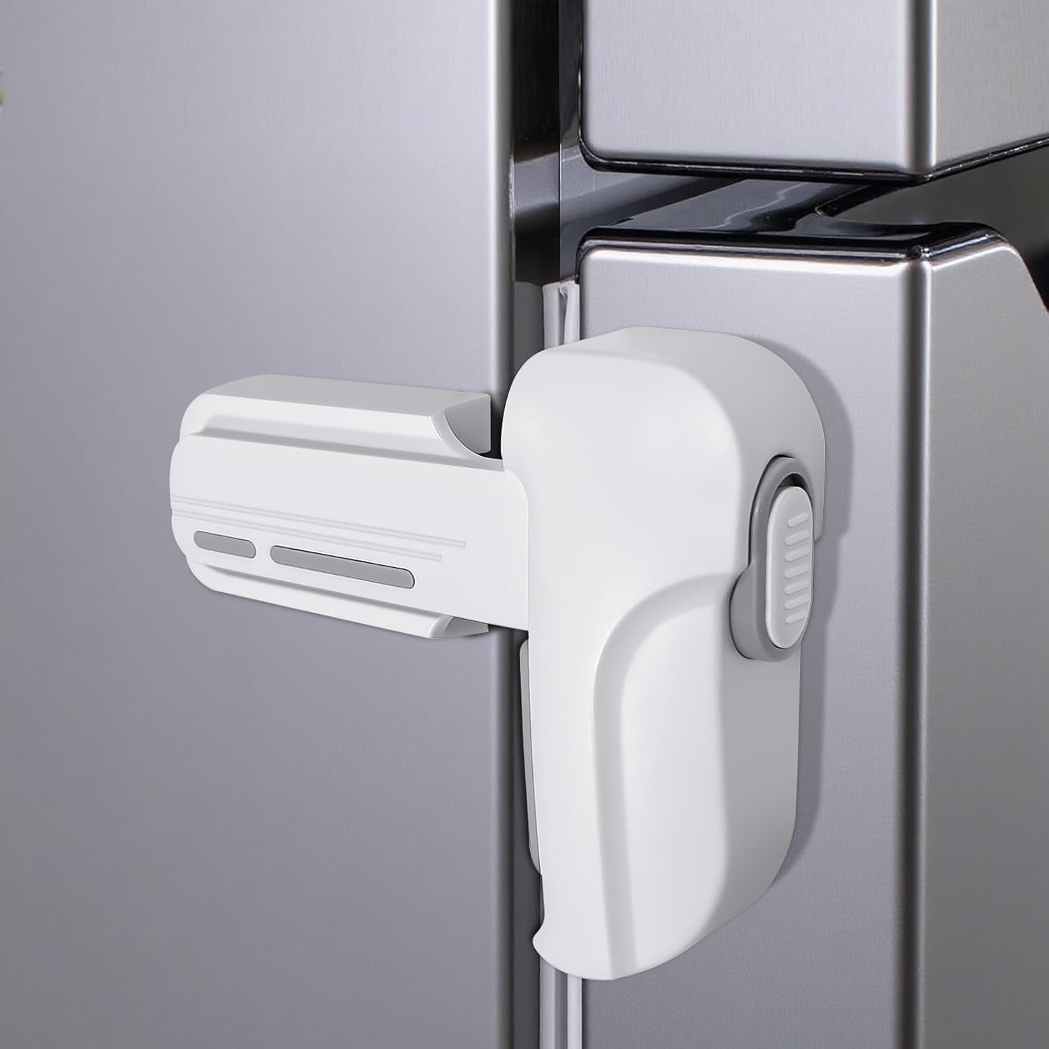 Fridge Lock for Kids, Childproof Refrigerator Door Lock, Fridge Latch with 3M Adhesive, Freezer Locks Automatically Closed, No Drill No Screw, More Security for Kids/Pets (1 Pack, White)