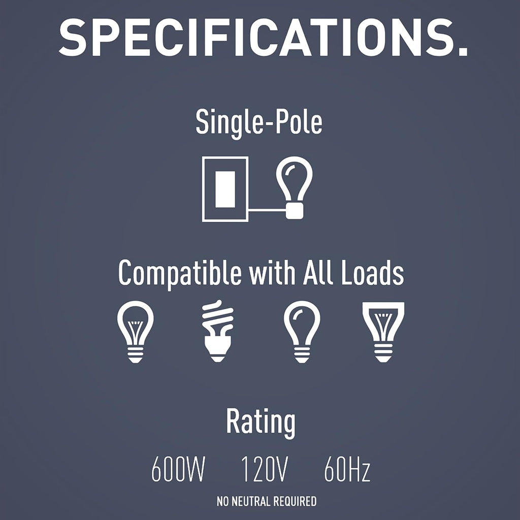 Legrand radiant RRW600UTCCCV4 600W Occupancy Motion Sensor Light Switch, 180 Degree Coverage, Auto On/Auto Off, Single Pole, White/Light Almond/Ivory (1 Count)