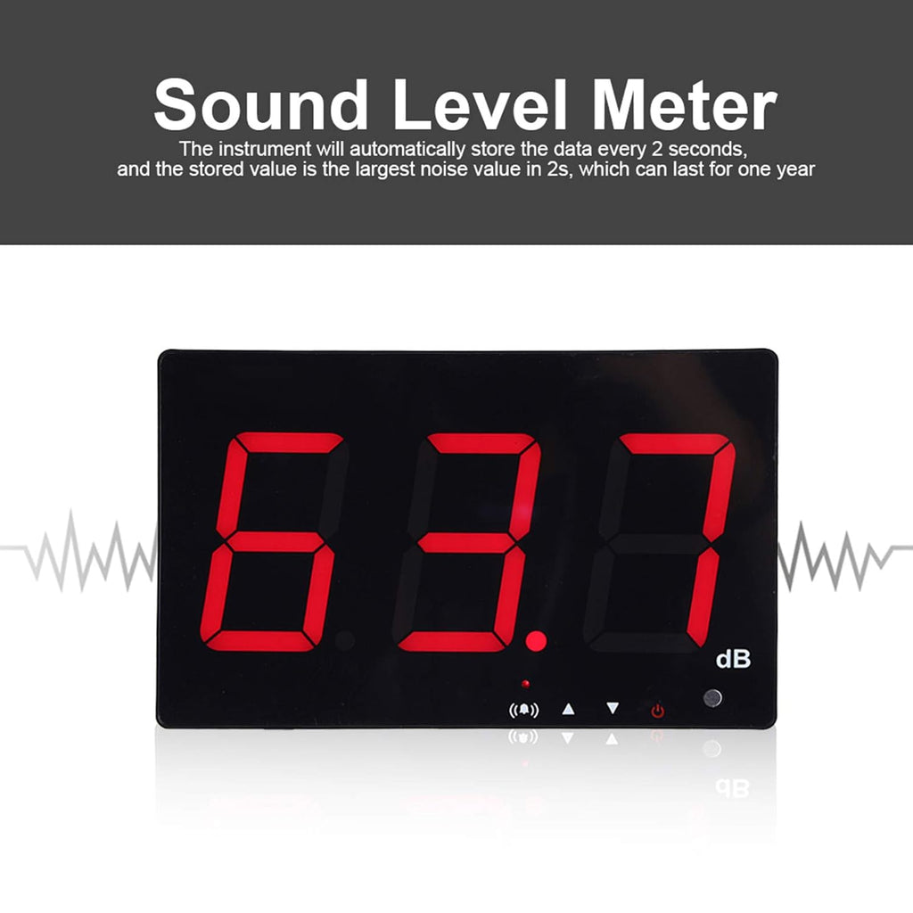 SW-525B Digital Sound Meter Noise Decibel Tester with 9.6 LCD Display Alarm Function Data Storage USB for Factories Offices Theaters
