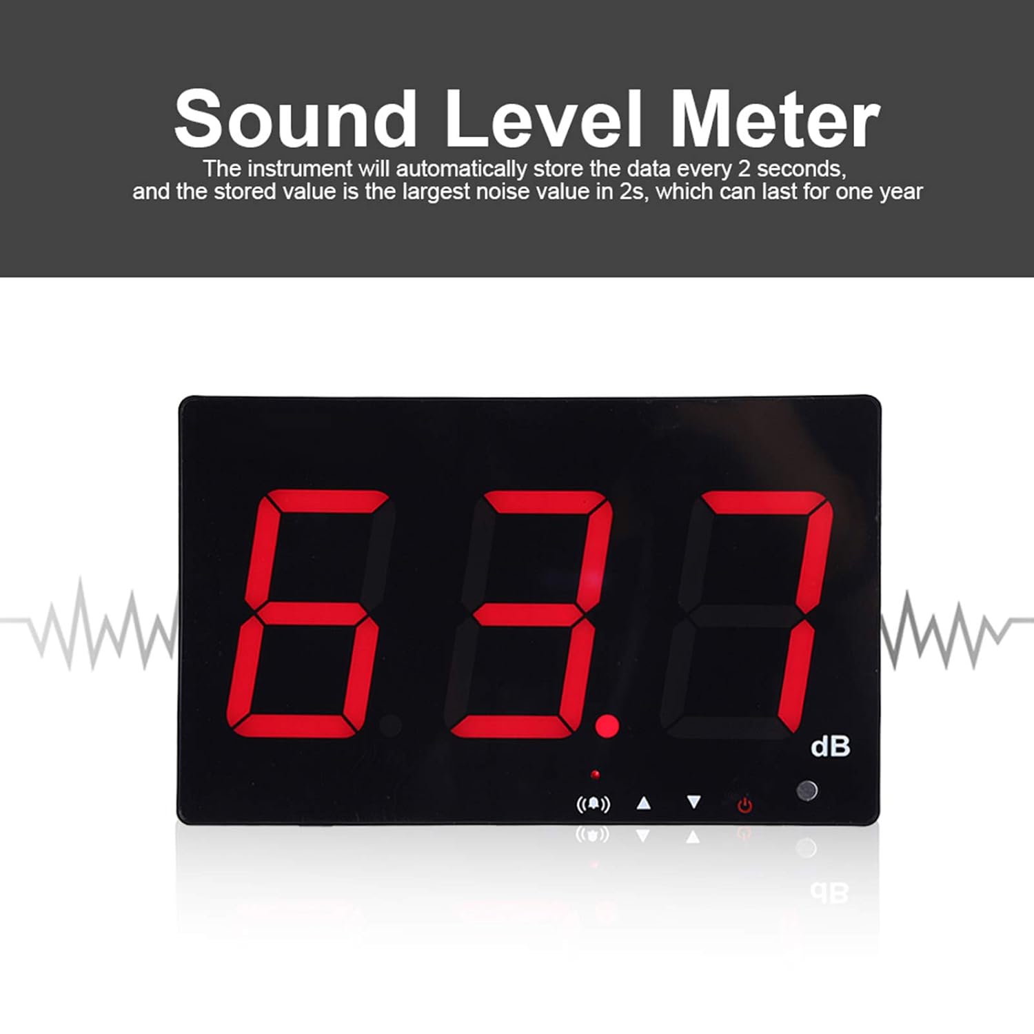 SW-525B Digital Sound Meter Noise Decibel Tester with 9.6 LCD Display Alarm Function Data Storage USB for Factories Offices Theaters
