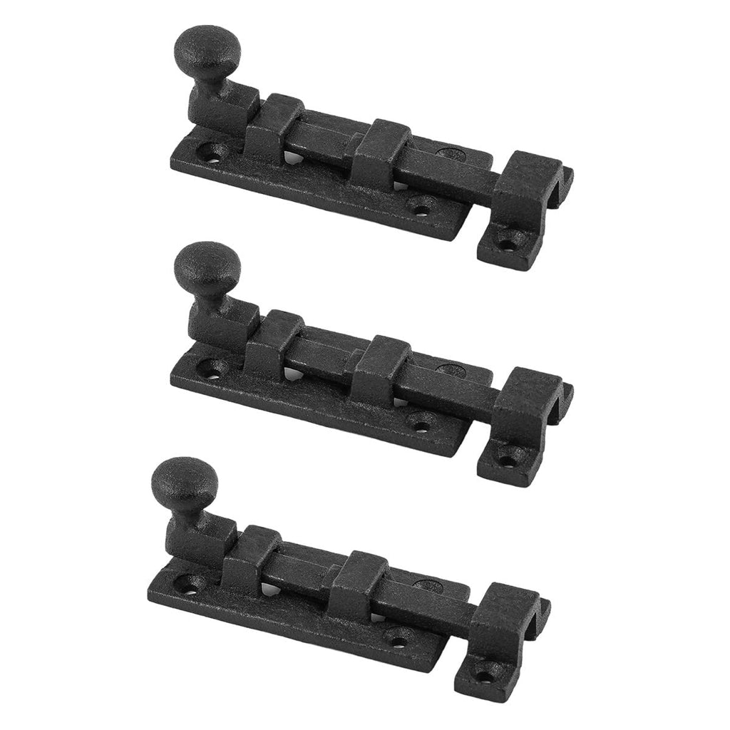 Renovators Supply Manufacturing Wrought Iron Slide Bolt - 3.5" Wide - Black - Rust Resistant Finish Pack of 3