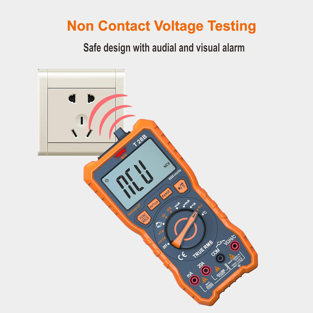 True RMS Digital Multimeter Tester, Auto-Ranging AC DC 20A Ohmmeter 1000V Voltmeter with NCV, Measure Voltage Current Amp Resistance Diode Continuity Duty-Cycle Capacitance Temperature, for Home Auto