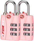Forge Luggage Locks TSA Approved Luggage Locks, Small TSA Locks with Zinc Alloy Body, Open Alert, Easy Read Dials, for Travel Suitcase, Bag, Backpack, Cases, Lockers. Pink 2 Locks.