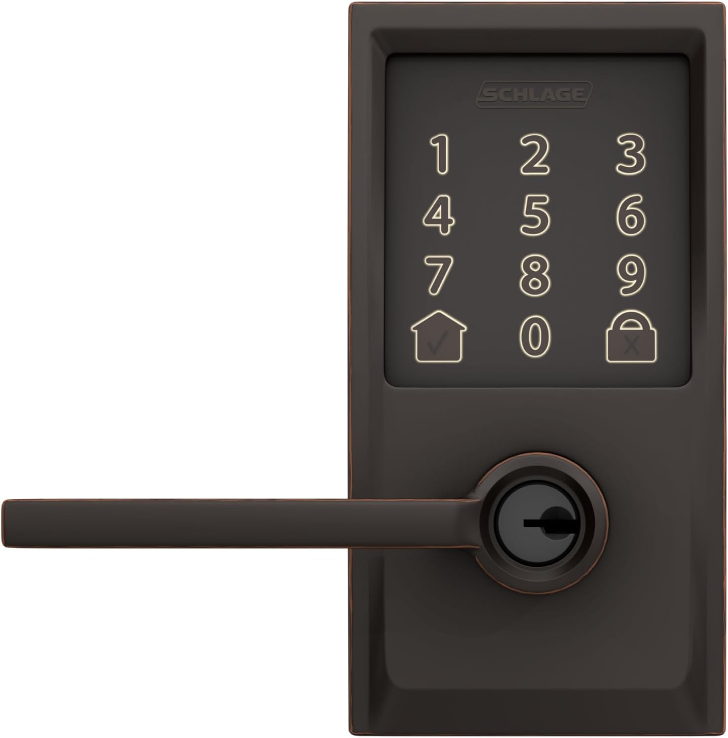 Schlage FE789WBCEN716LAT Encode Century WiFi Latitude Lever Smart Keyless Entry Touchscreen Door Lock, Aged Bronze