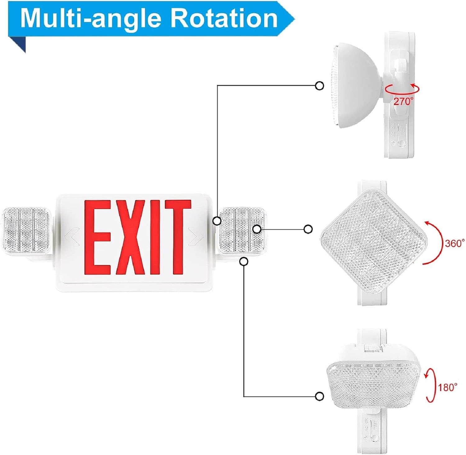 12 Packs LED Exit Sign with Emergency Lights and Back Up Batteries-UL Standard Red Emergency Exit Sign Lighting,Emergency Lights for Business.