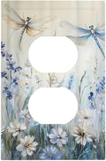 Decorative Outlet Covers Watercolor Dragonfly Blue Wihte Flower 1 Gang Duplex Light Switch Cover Plate Unique Wall Plates for Electrical Outlets Switch Plate Covers for Bedroom Home Decor