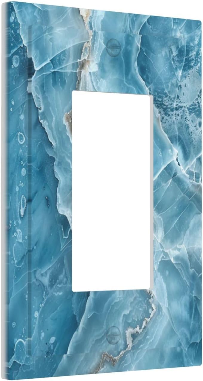 Decorative Outlet Covers Abstract Watercolor Blue Marble Texture 1 Gang Rocker Light Switch Cover Plate Single Wall Plates for Electrical Outlets Switch Plate Covers for Kitchen Decor