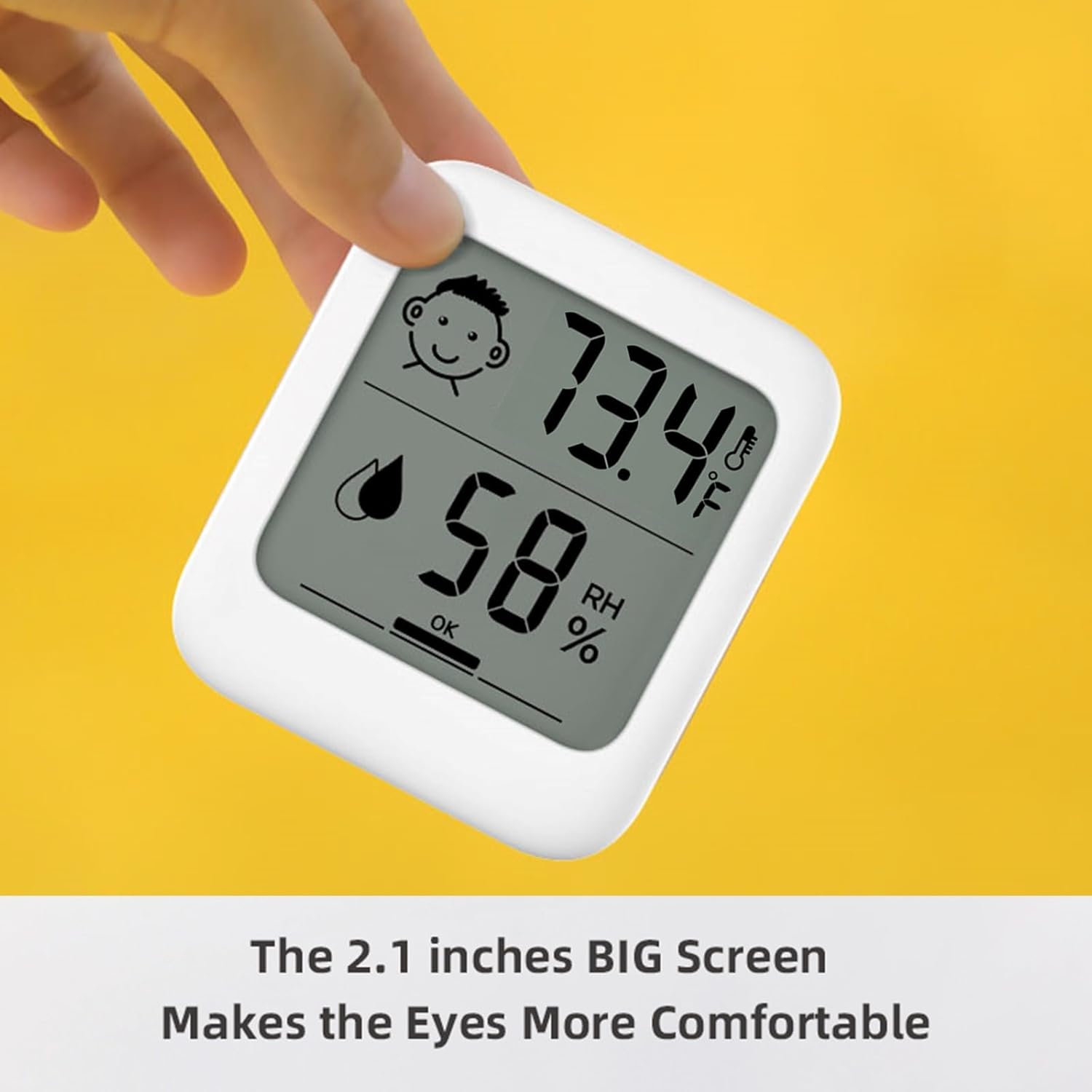 Digital Thermometer and Hygrometer with Comfort Face Display, Hygrometer, Stand, Magnet, Hanging, Simple, Infectious Disease Prevention, Heat Stroke Prevention (Simple, No Clock)