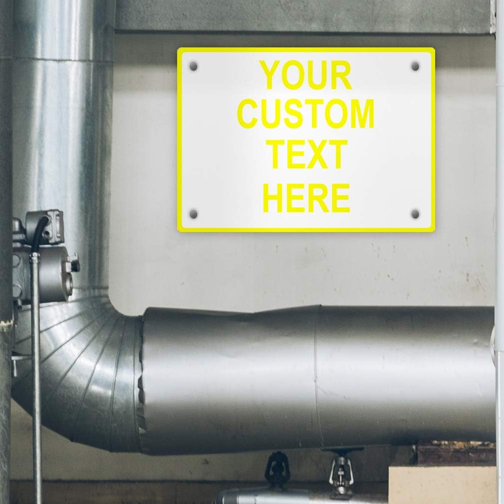Aluminum Weatherproof Metal Sign Multiple Sizes Custom Personalized Text Here White Yellow Caution Horizontal Street Signs 10x7Inches