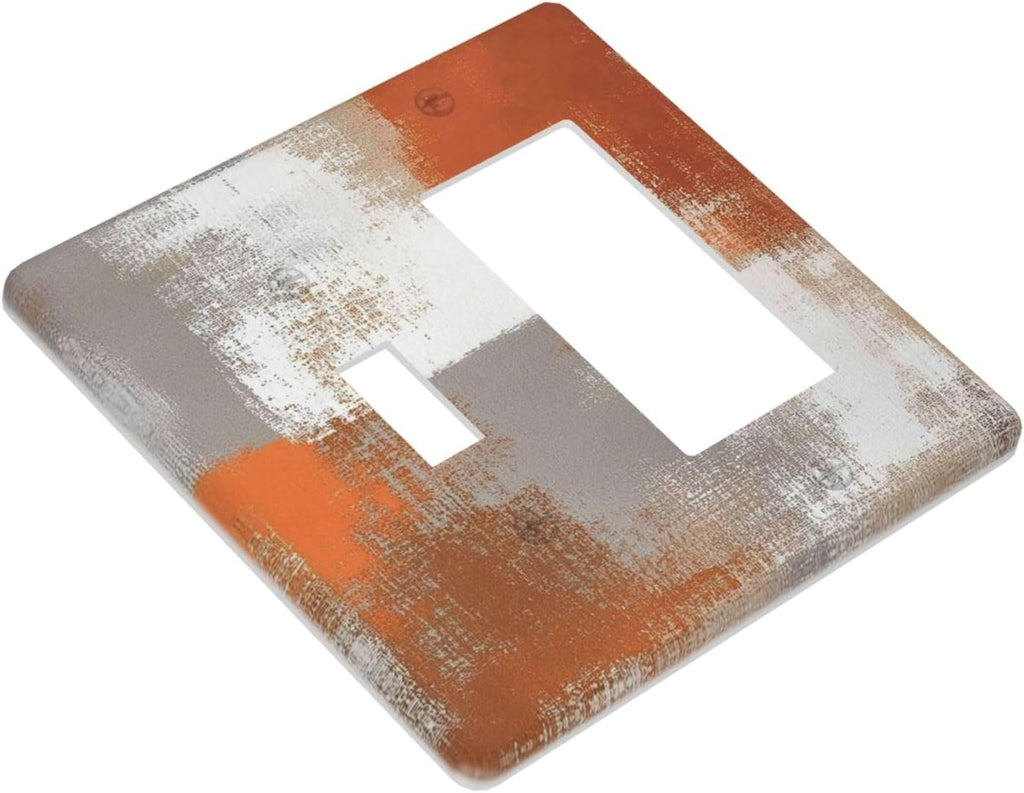 Orange Grey Abstract Art Oil Painting Outlet Covers 1 Toggle 1 Rocker Combination Decorative Wall Plate Electrical Switch Plates Light Switch Cover Plate For Home Farmhouse Decor