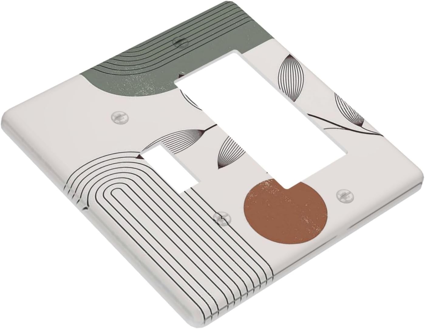 Outlet Covers Sage Green Boho Nature Art Minimalist Geometric Plant 1 Toggle 1 Rocker Combination Decorative Wall Plate Electrical Switch Plates Light Switch Cover Plate for Bedroom