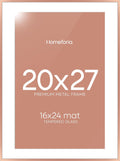 Homeforia 20x27 Picture Frame Silver, High End Metal 20x27 Frames with Mat 16x24 for Photo, 20 x 27 Silver Poster Frame Matted to 16 x 24 Print, 27x20 Hanging Frame, Tempered Glass, Wall Kit, Set of 1