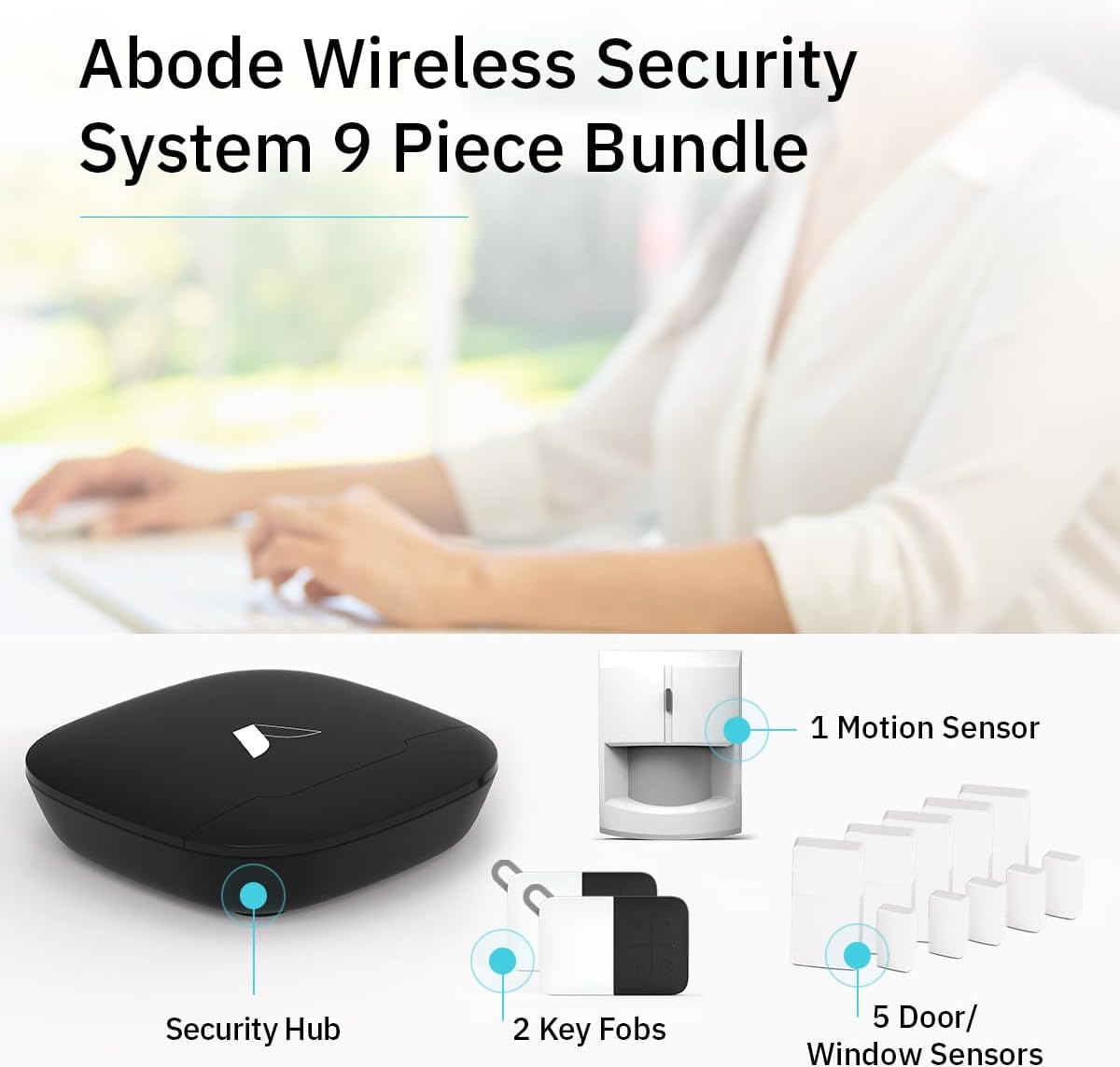 Abode 9 Piece Wireless Security System – Expandable to Protect Your Whole Home - Easy DIY Installation - Optional Professional Monitoring - Compatible with Alexa & Google Assistant