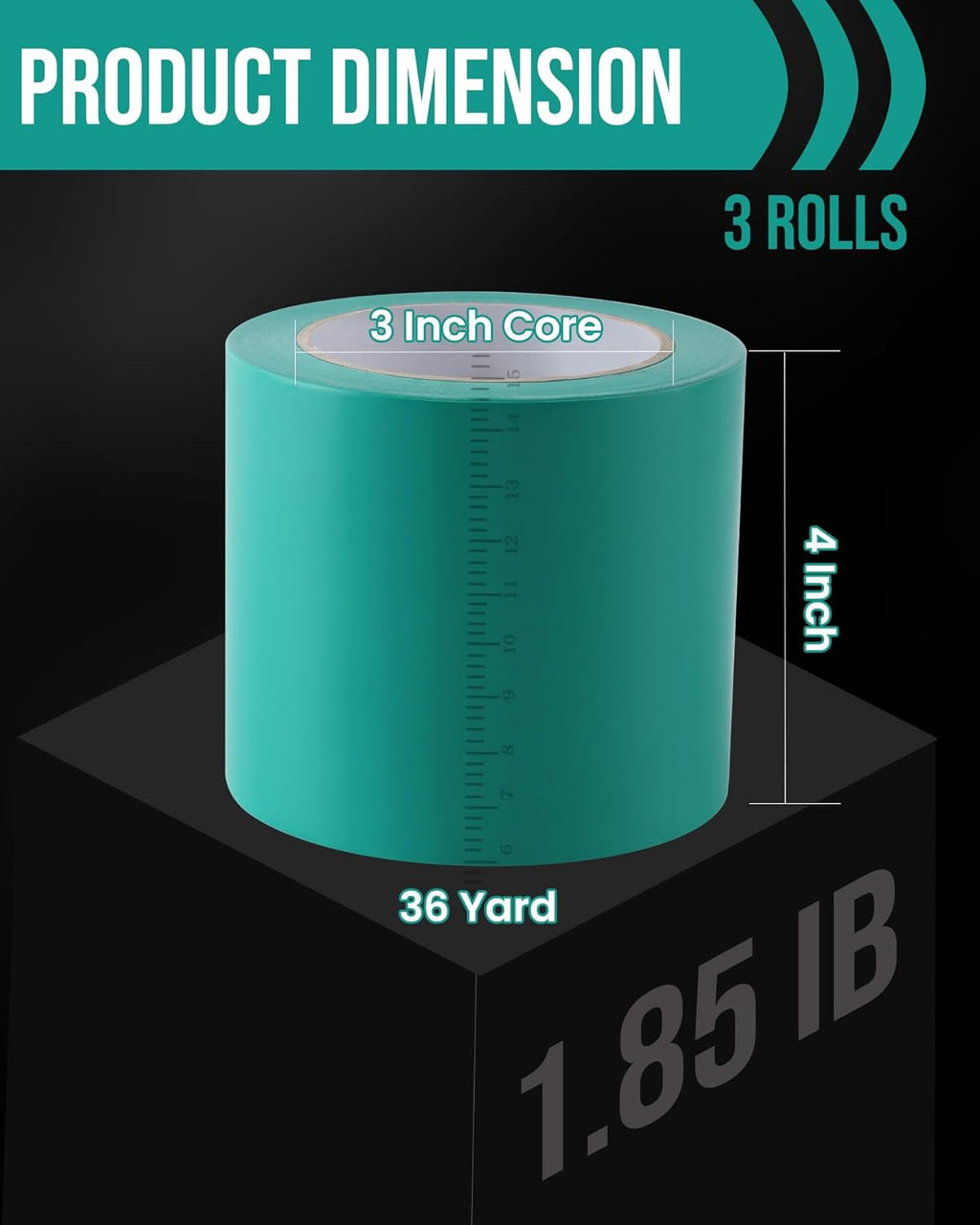 Lichamp 3 Rolls Vinyl Tape, Premium Safety Marking and Traffic Floor Marking Tape, Bundling, Social Distancing, 4 Inch x 36 Yards per Roll, 108 Total Yards, Green