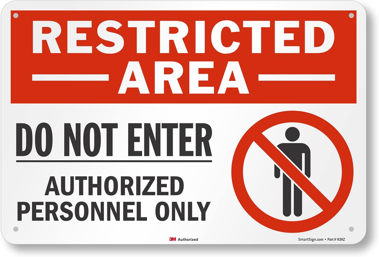 SmartSign 12" x 18" 'Restricted Area Do Not Enter, Authorized Personnel Only' Metal Sign with Symbol, 63 mil Aluminum, 3M Laminated Engineer Grade Reflective, Red, White and Black, USA-Made