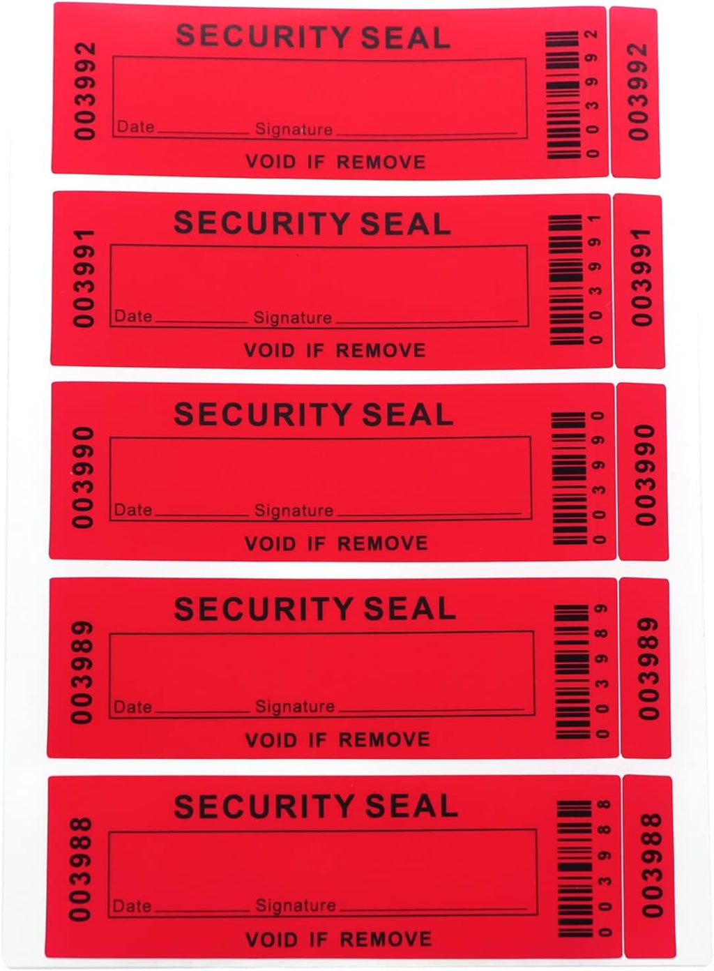 Security Warranty Void Stickers 100% Total Transfer Tamper Evident Proof Labels Triple Serial Numbers Seal Sticker Large 35x120 mm(50PCS,red)