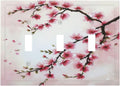 Branch with Pink Flowers Light Switch Covers 3 Gang Triple Toggle Wall Plate Decorative Switchplate Electrical Faceplate for Farmhouse Living Decor