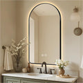 36" x 24" Arched LED Bathroom Mirror, Black Framed, Backlit Vanity Mirror with Lights, Wall Mounted Lighted Mirror, Dimmable 3-Color Shatter-Proof Arch Smart Mirror, UL-Listed, CRI≥93