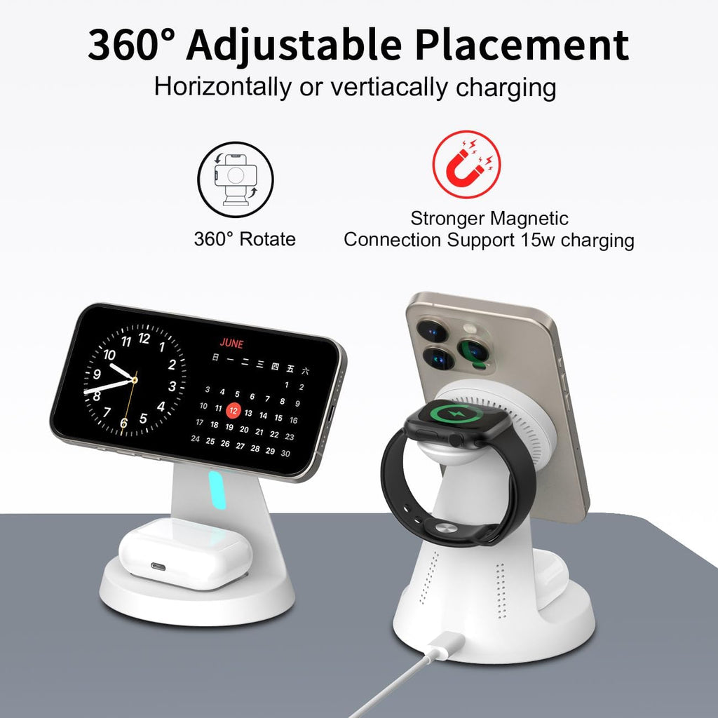 3 in 1 Wireless Charging Station for Apple Magsafe Charger Stand,Fast Magnetic Wireless Charger Station for iPhone 17 Air 16 15 14 13 12 Series,Apple Watch,Airpods