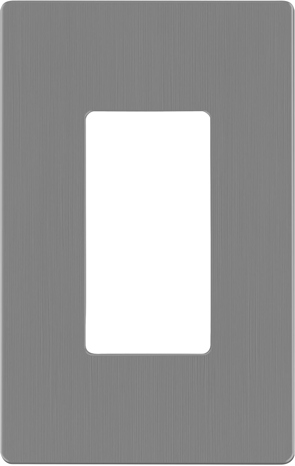 LIDER Brushed Finish Decorator Switch Cover, Screwless Wall Plate, Mid-Size 1-Gang 4.88" x 3.11", Unbreakable Polycarbonate Thermoplastic, UL Listed, LSWP-31M-BGY, Brushed Gray