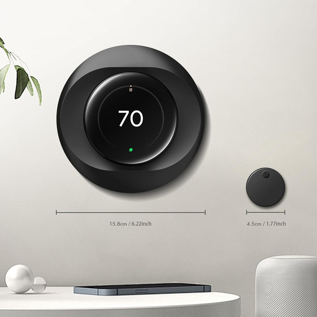 CaseBot Wall Plate Cover Compatible with Google Nest Learning Thermostat (4th Gen), Practical Nest Thermostat Trim Kit, with Temperature Sensor Holder, Easy Installation (Matte Black)