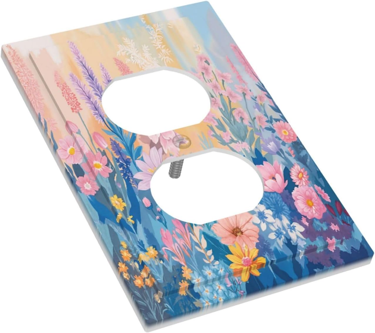 Outlet Covers Colorful Watercolor Flowers Wildflower Plants 1 Gang Duplex Light Switch Cover Plate Decorative Switch Plate Covers Electrical Socket Cover for Bathroom Home Decor