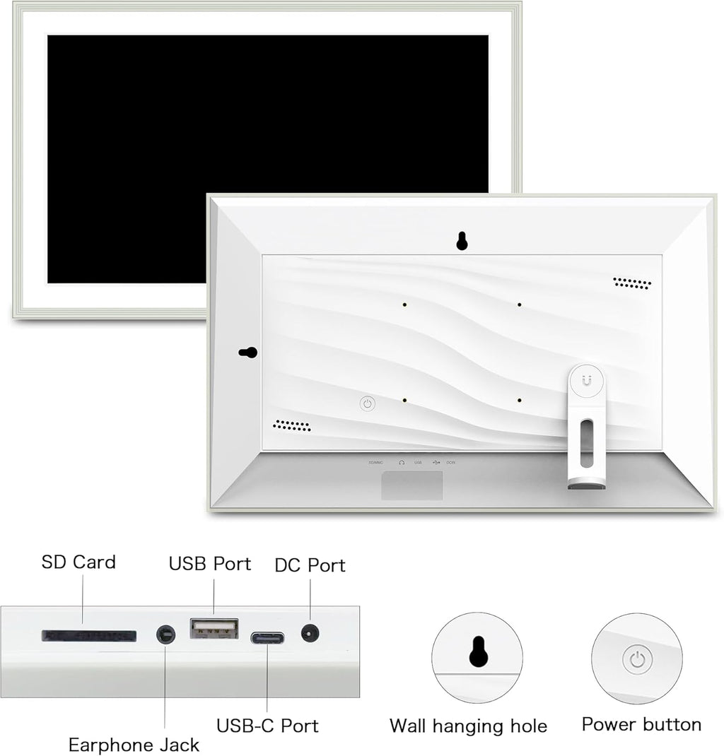 Frameo 15.6 Inch Digital Picture Frame - Large WiFi Electronic Photo Frame with 32GB Storage, 1920x1080 FHD IPS Touch Screen, Wall-Mountable & Tabletop Display, for Women & Mom, Grey
