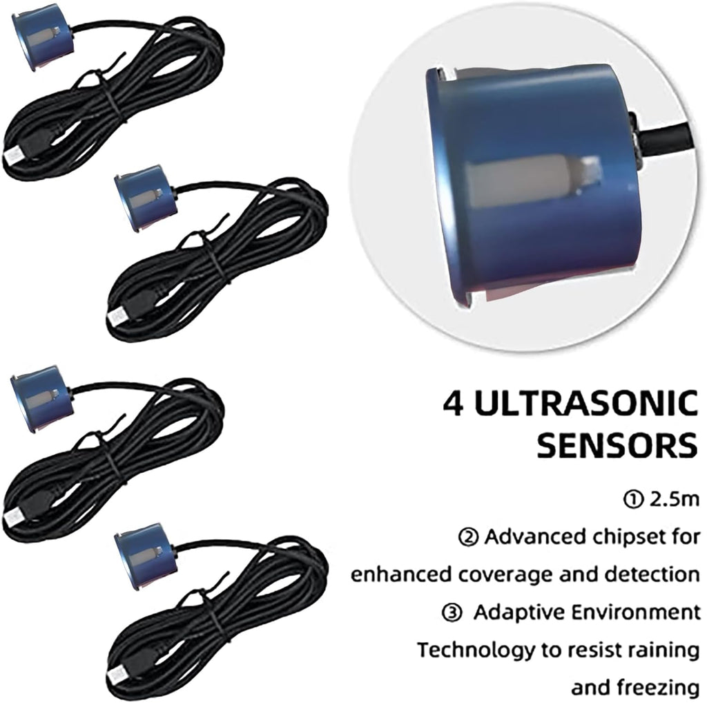 New Feature Rear Parking Sensor with Selectable Distance in Feet, Bidirectional Display Options, and Customizable Numeric Orientation And there are 18 color probes to choose from(Light Blue)