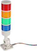Signal Tower Stack Lights - Industrial Warning Lamp, 4-Layer Andon Tower with Rotatable Base, Steady/Flashing Light Switchable, 110V/220V AC
